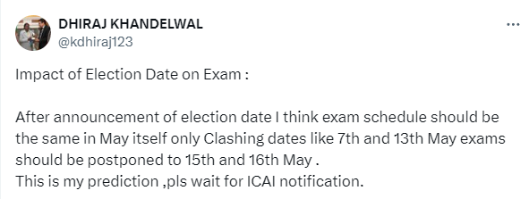 CA May 2024 Exams Likely to be Aligned with Election Dates