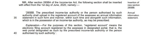 Snippet from Finance Bill