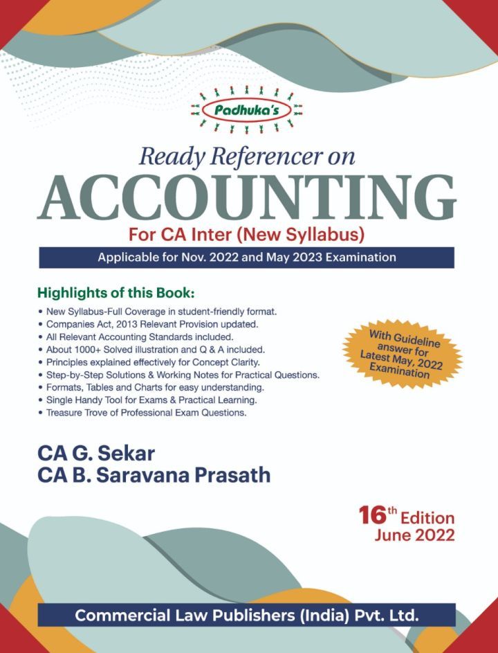 Ready Reference On Accounting book by CA G. Sekar CA B. Saravana Prasath for CA Inter Group I