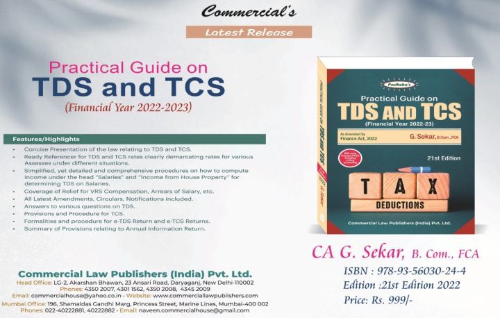 Practical Guide On TDS And TCS book by CA. G. Sekar for Professional