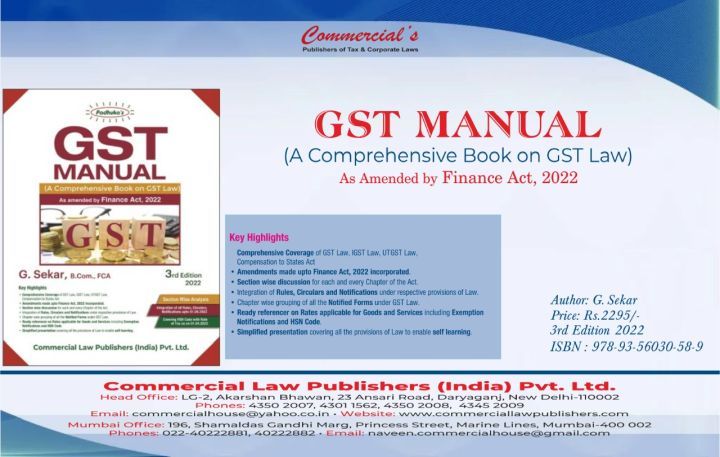 GST Manual book by CA G. Sekar for Professional