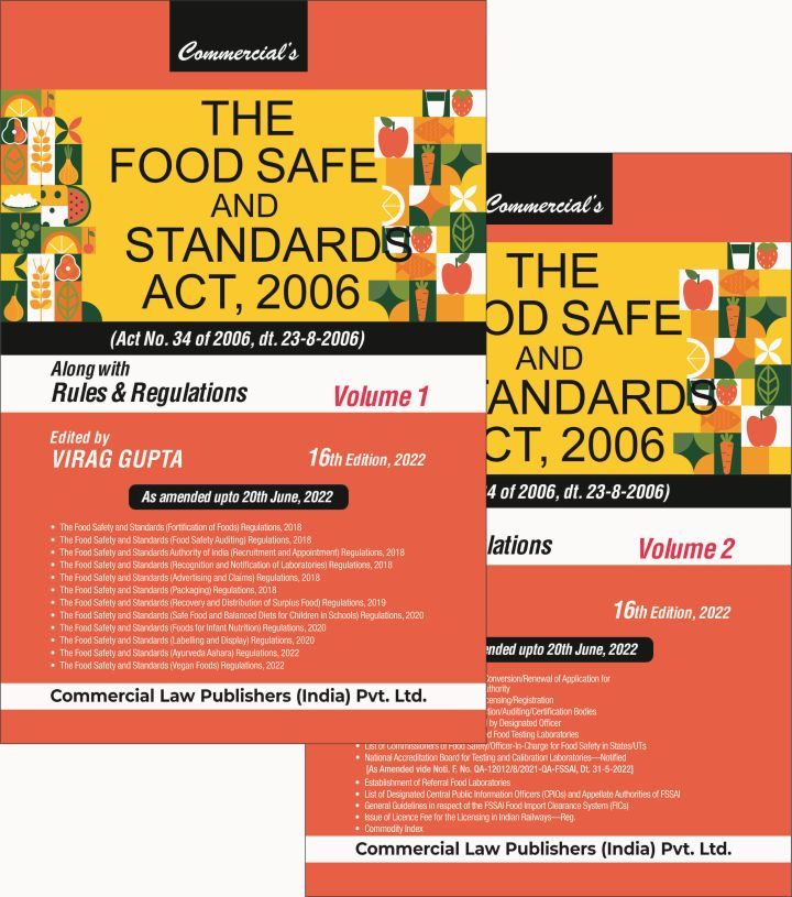 Food Safety and Standards Act, 2006 (set of 2 Vols) book by Virag Gupta for Professional