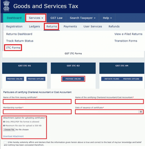 Transfer of Unutilized ITC