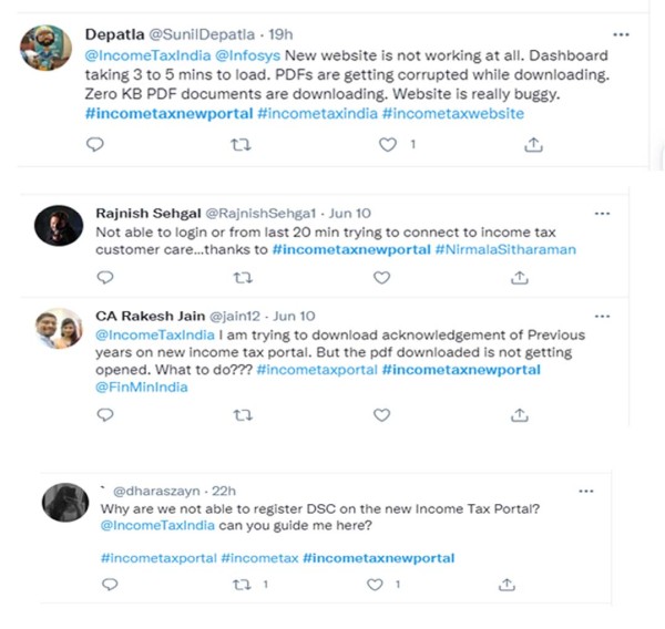 Some of the complaints tweeted on social media