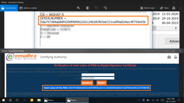 To check the hash value in the DSC Step 6