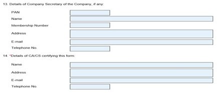 Enter name and address of CA/CS certifying the form