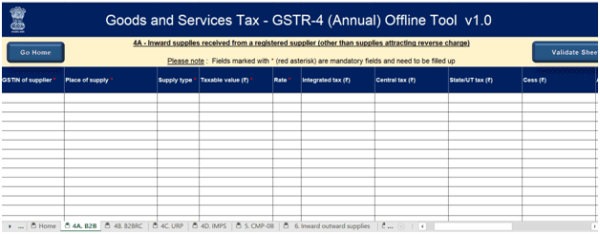 GSTR-4(Annual Return) Offline Utility
