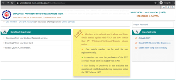 UAN registration and UAN Activation