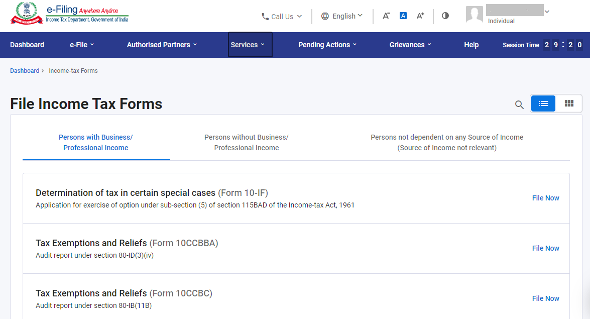 Choose the appropriate form that you need to file.