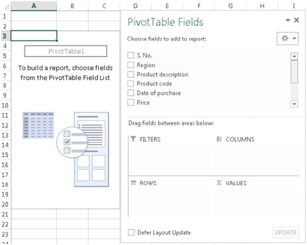 Excel Pivot Table Fields