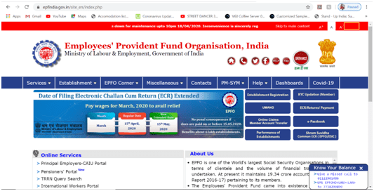 UAN Passbook Visit the EPFO portal