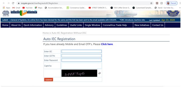 Auto IEC Registration