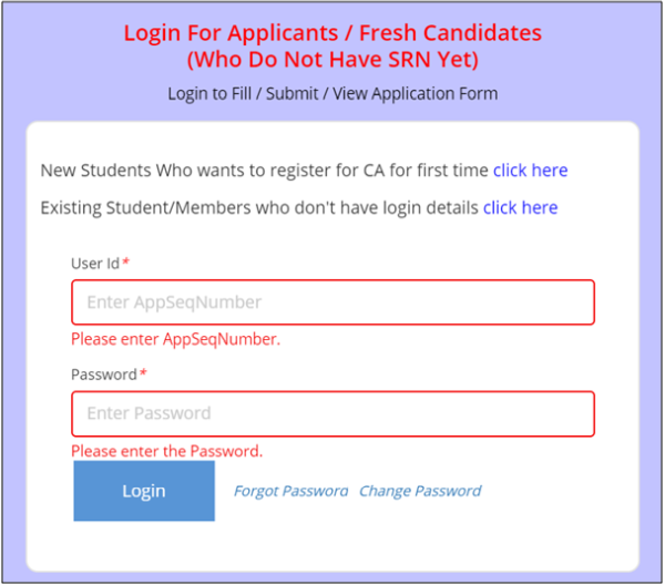 Login through the login credentials