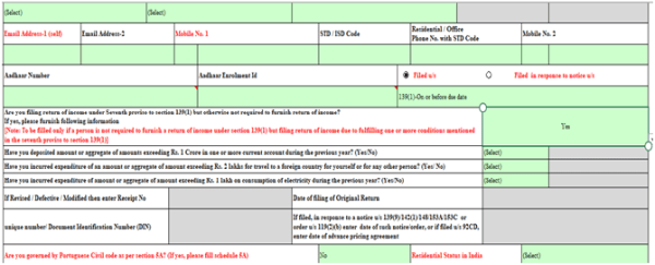 New section in ITR-2 has been added