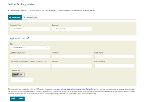 Online PAN Card Correction Application