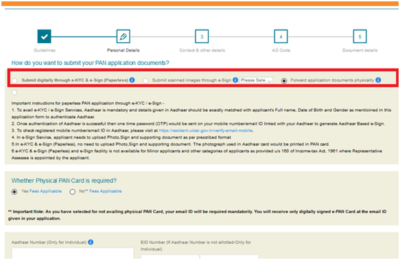 Choose the way you want to submit the documents