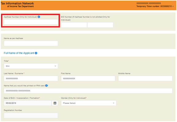 Fill your PAN and Aadhaar Details