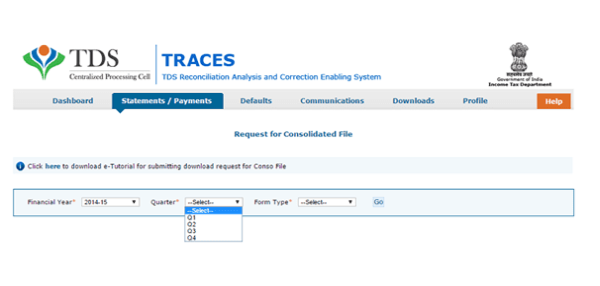 Fill in the financial year, quarter and form type