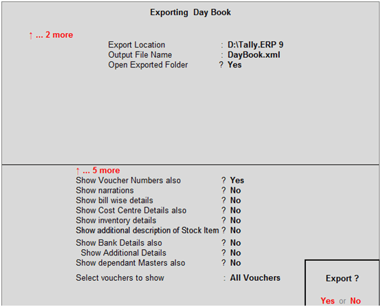 Exporting Day Book