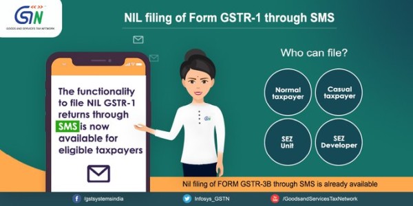 NIL Filing of Form GSTR 1 through SMS