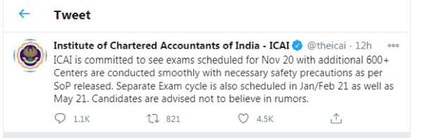 ICAI announces another clarification for Nov 2020 exams