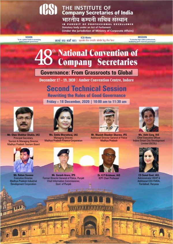 ICSI to have the 48th National Convention of Company Secretaries on 18th Dec 2020