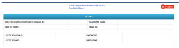 Screen shot for generating Login Details