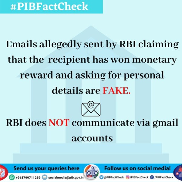 Taxpayers receive fake emails from RBI on winning monetary compensation