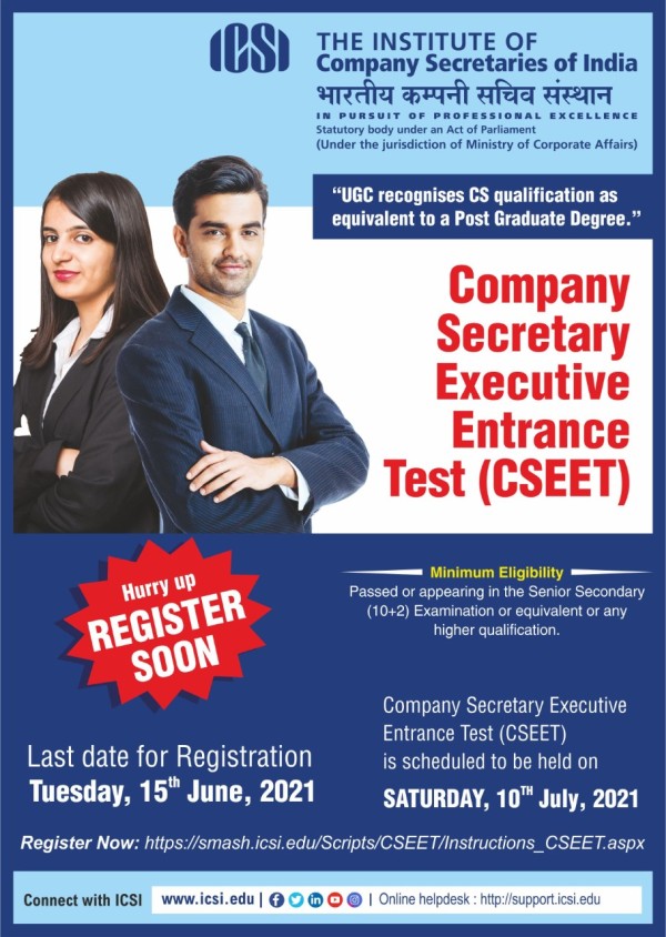 ICSI opens registration for CSEET July 2021 session