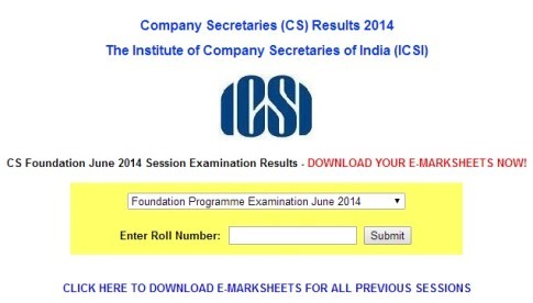 CS-Foundation Programme Result June - 2014 Session