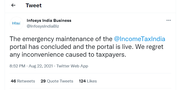New IT Portal now live after emergency maintenance activity by Infosys