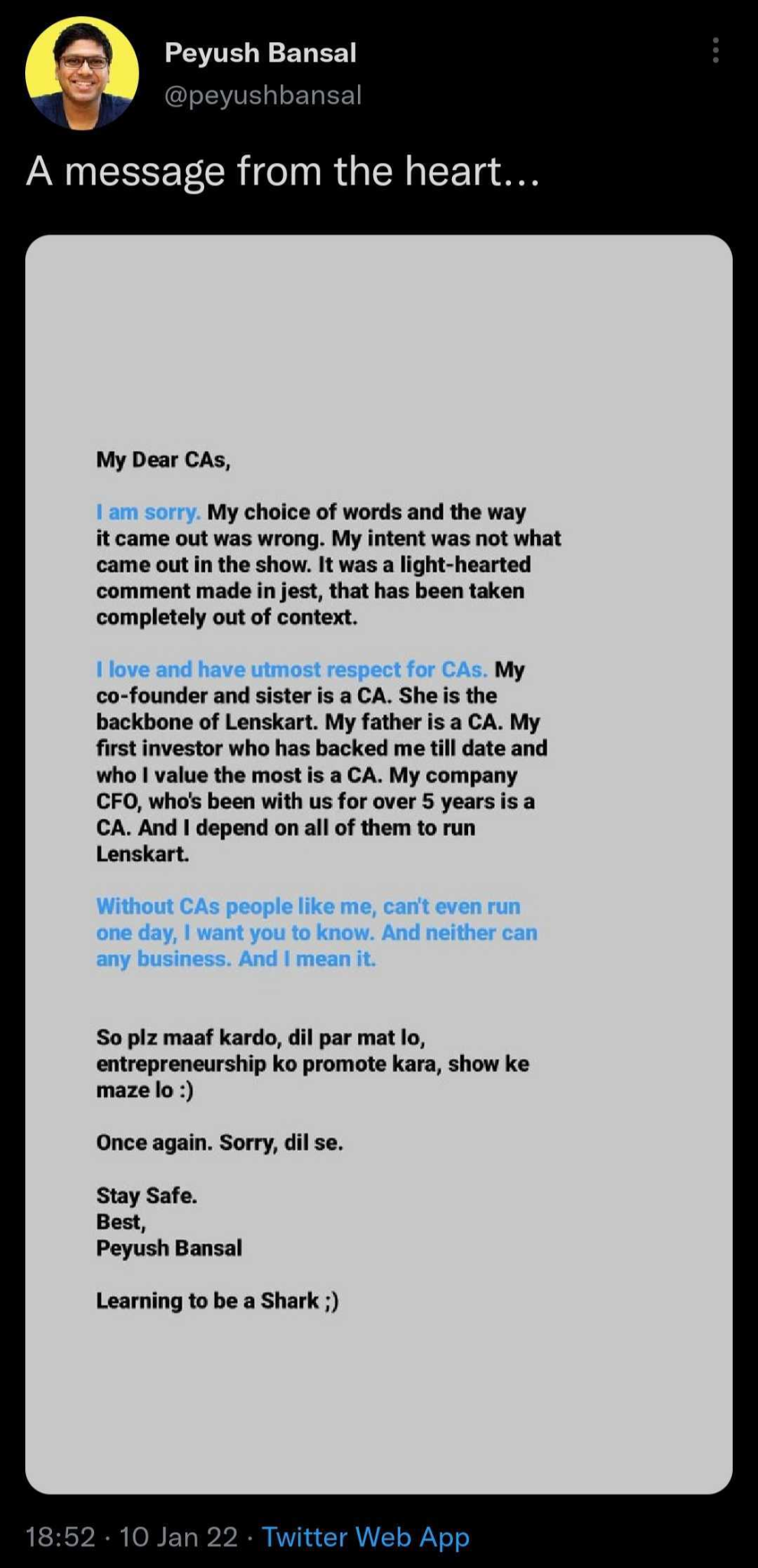 Apology Letter