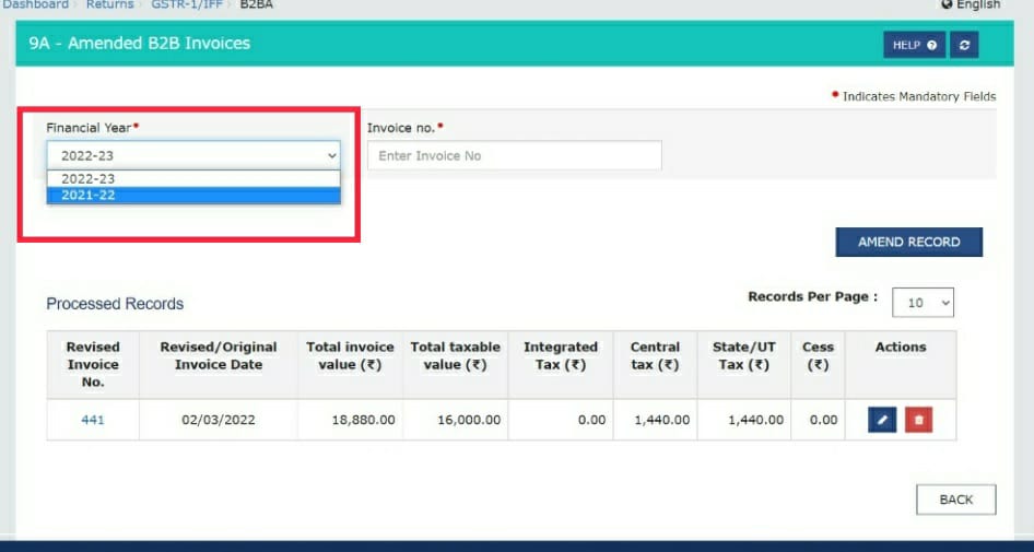 GSTN portal started allowing amendment in Form 9A - B2B invoices