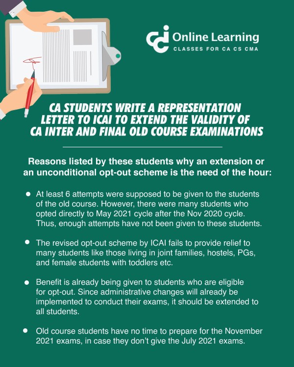 CA Students and members of ICAI request ICAI for extension of Old Course