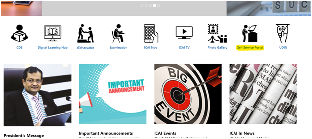 ICAI Self Service Portal for Members