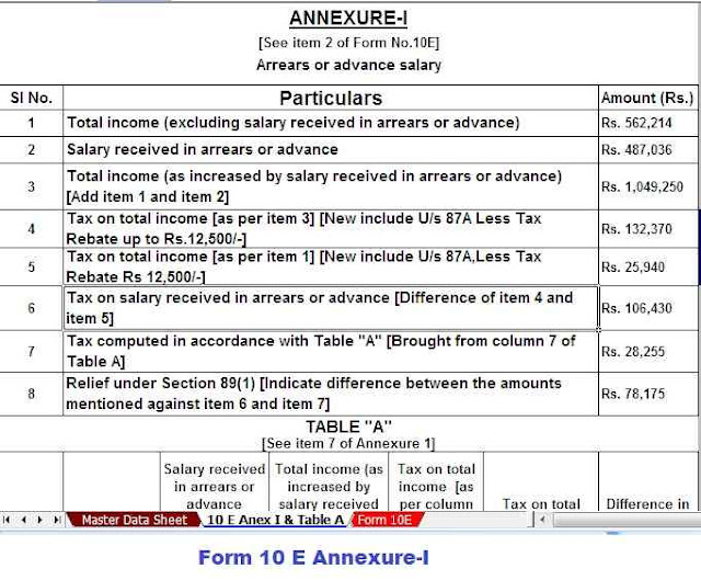 Automated Tax Arrears Relief Calculator u/s 89(1) with Form 10E