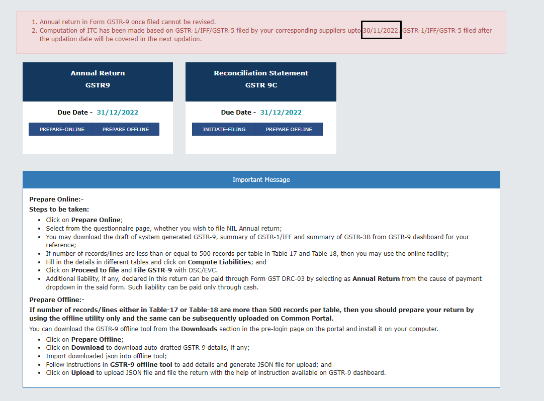 GSTN has updated instructions on GST Portal