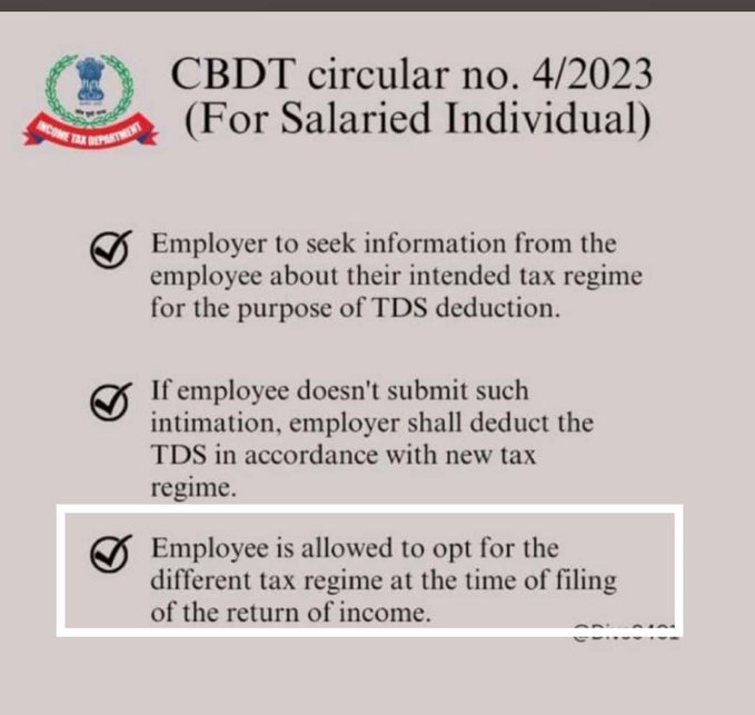 CBDT Circular for salaried individual