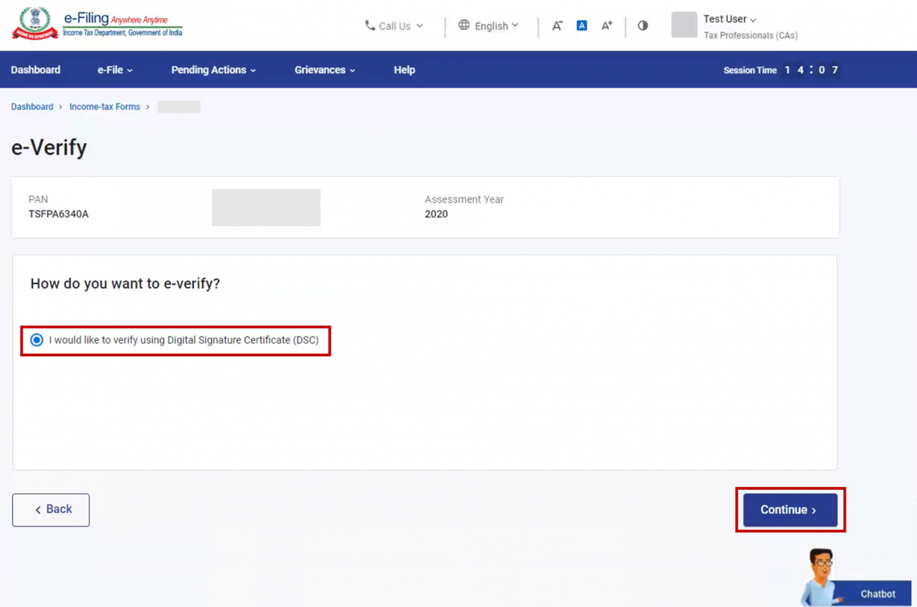 e-Verify using Digital Signature Certificate
