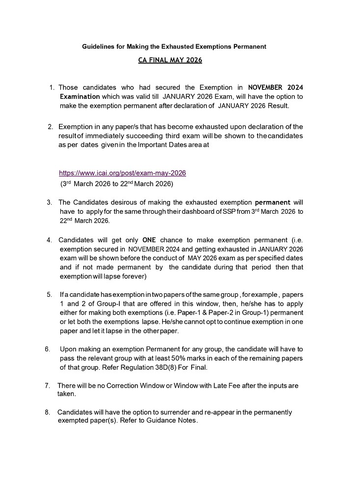 Guidelines to Make Exhausted Exemptions Permanent