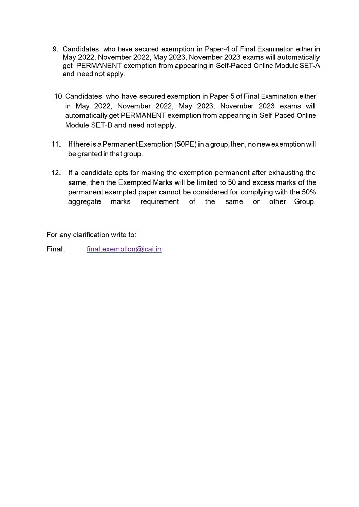 Guidelines to Make Exhausted Exemptions Permanent