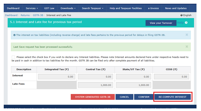GSTN Enables Interest Re-Calculation under Table 5.1 of GSTR-3B