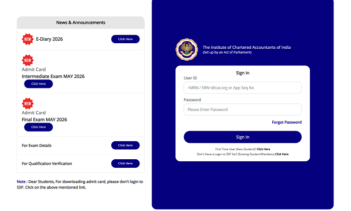 ICAI CA Intermediate & Final Admit Card May 2026 Released