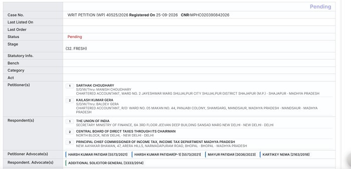 WP/40525/2026 (Sarthak Choudhary vs. Union of India)