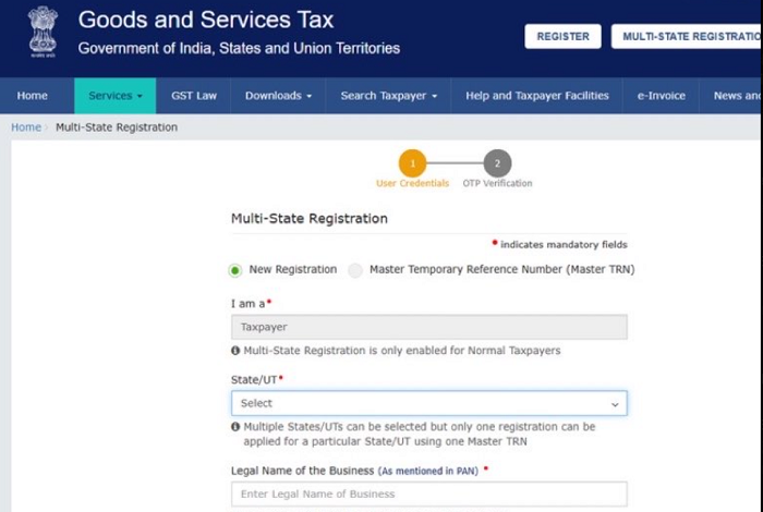 GST Portal Launches Multi-State Registration Facility with Single Master TRN GST Portal Launches Multi-State Registration Facility with Single Master TRN