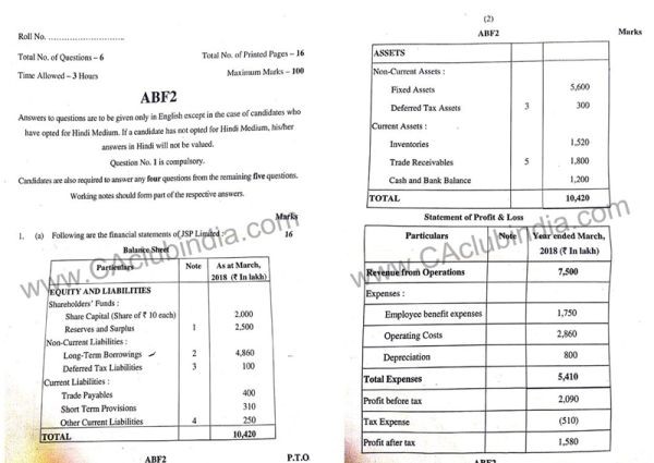 CA Final Question paper 2