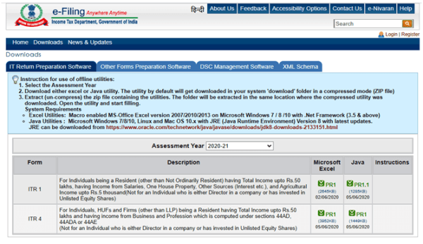 ITR e-filing portal