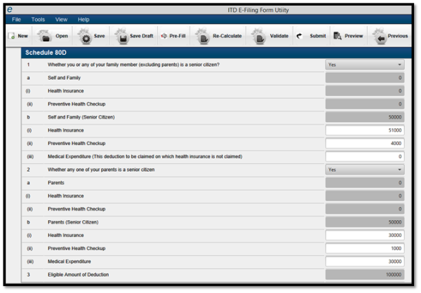 Total deduction under section 80D