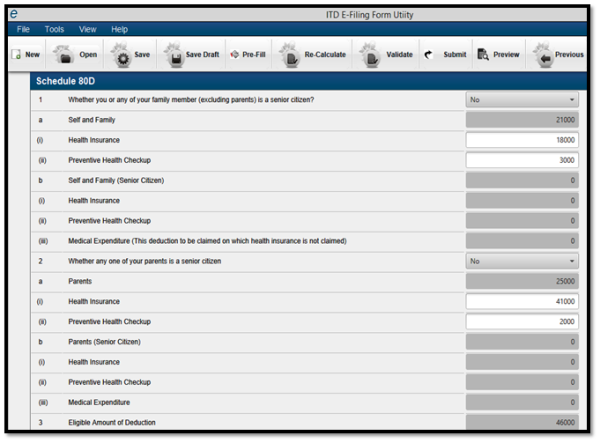 Total deduction under section 80D