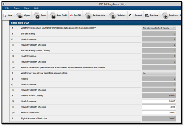 Total deduction under section 80D